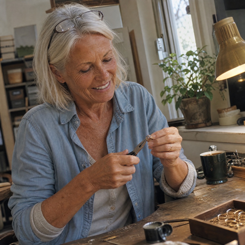 Rosie mid-work on a vintage ring
